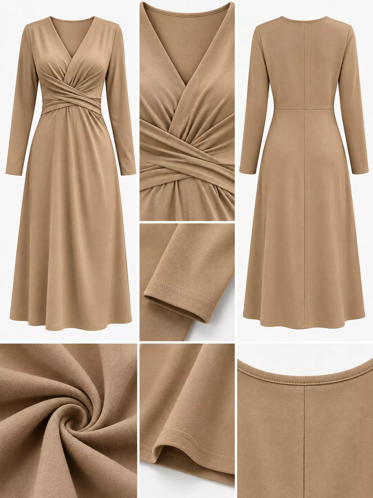 Crisscross Ruched Front Midi Dress