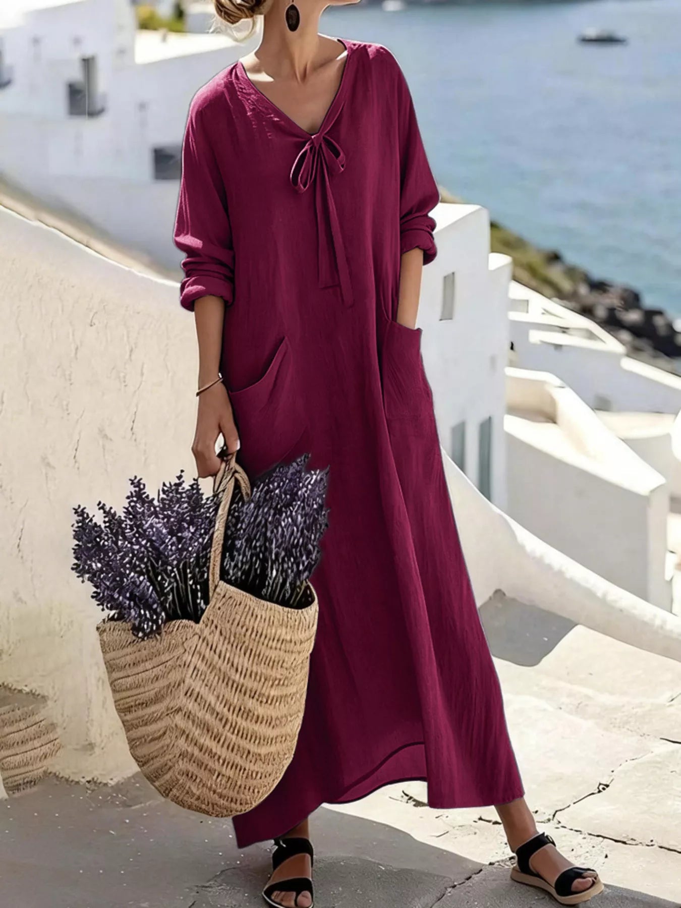 Long Sleeve Maxi Dress with Pockets