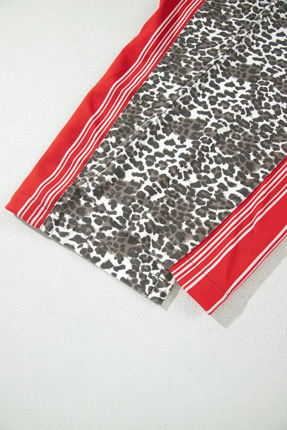 Leopard Patchwork Elastic-Waist Jeans