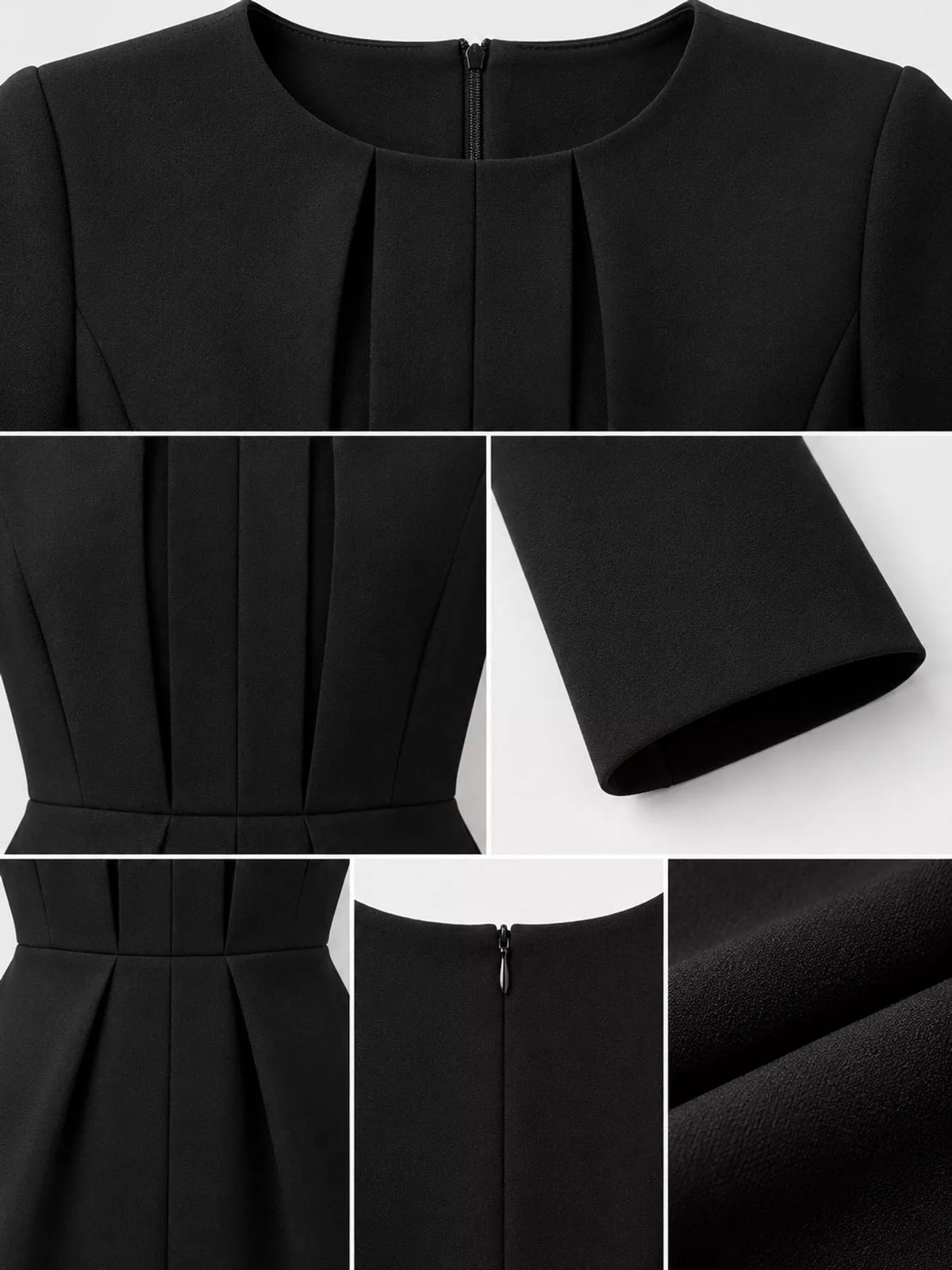 Pleated Long-Sleeve Bodycon Dress