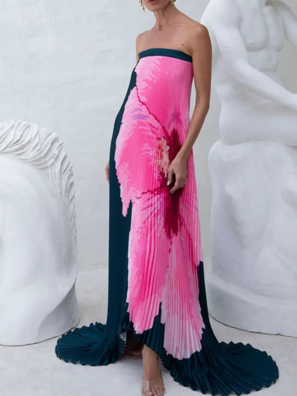 Pleated Tube Floor-Length Dress