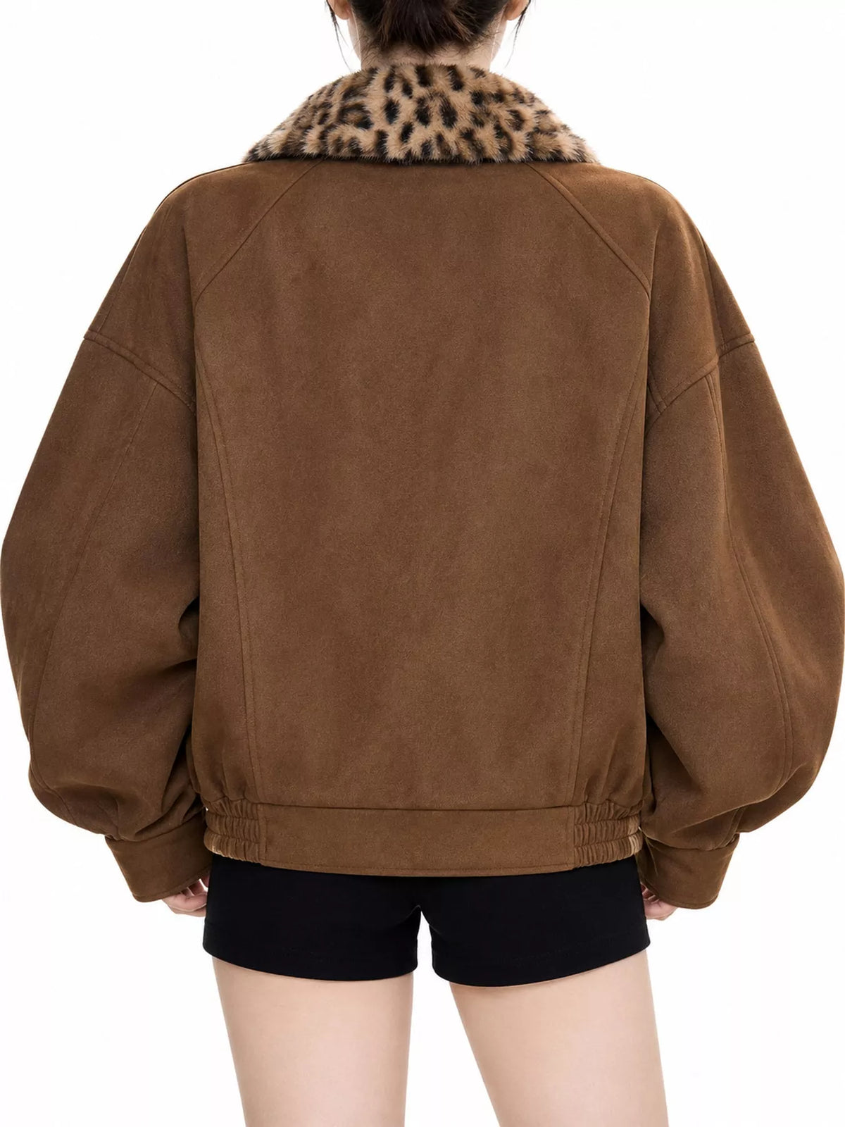 Faux Fur Collar Zip-Up Jacket