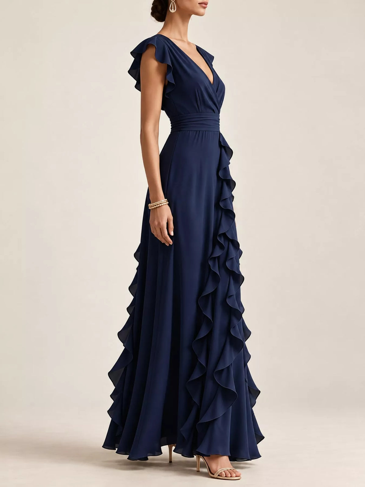 Ruffled Surplice Maxi Dress
