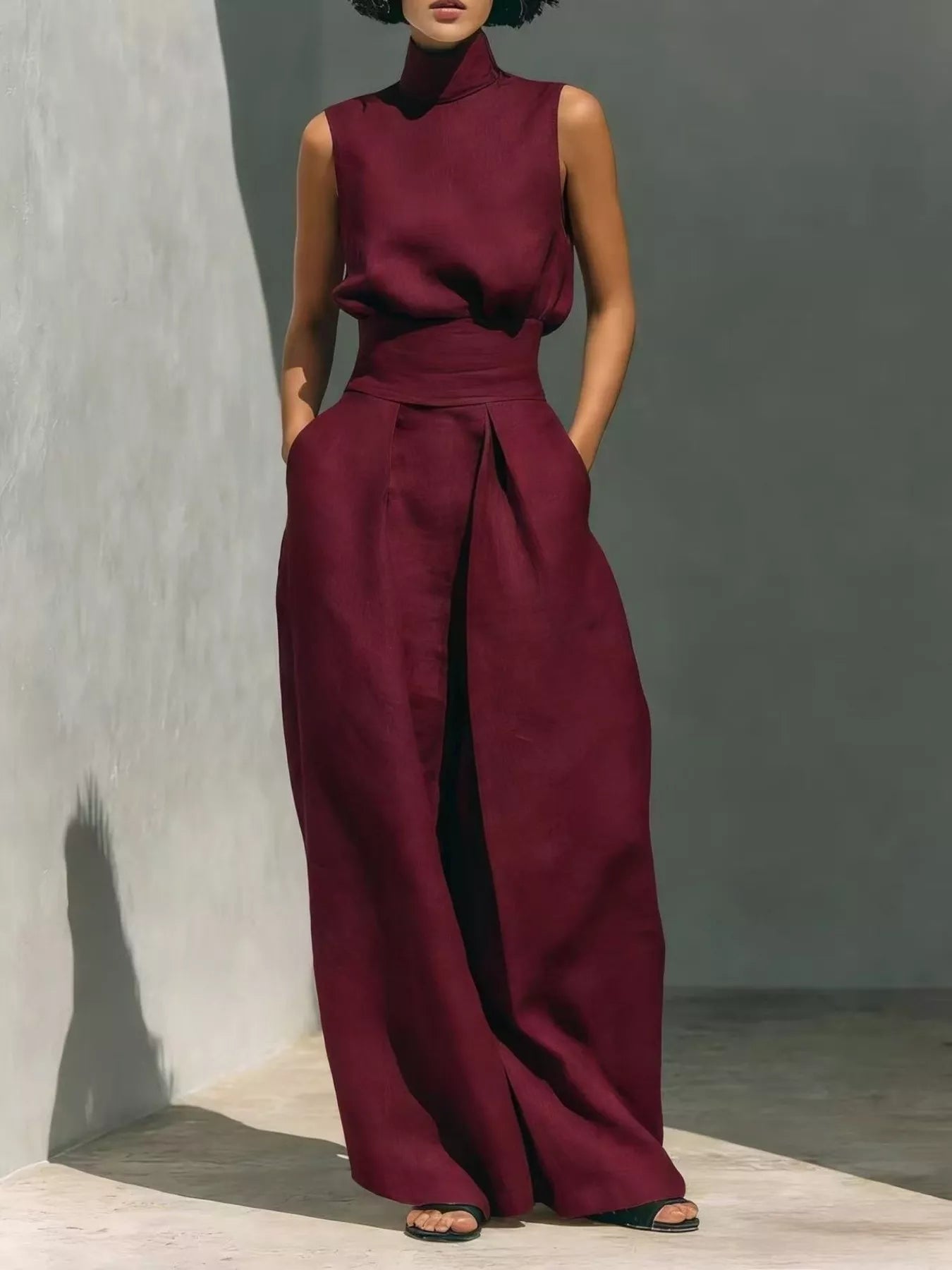 Smocked Waist Wide-Leg Jumpsuit