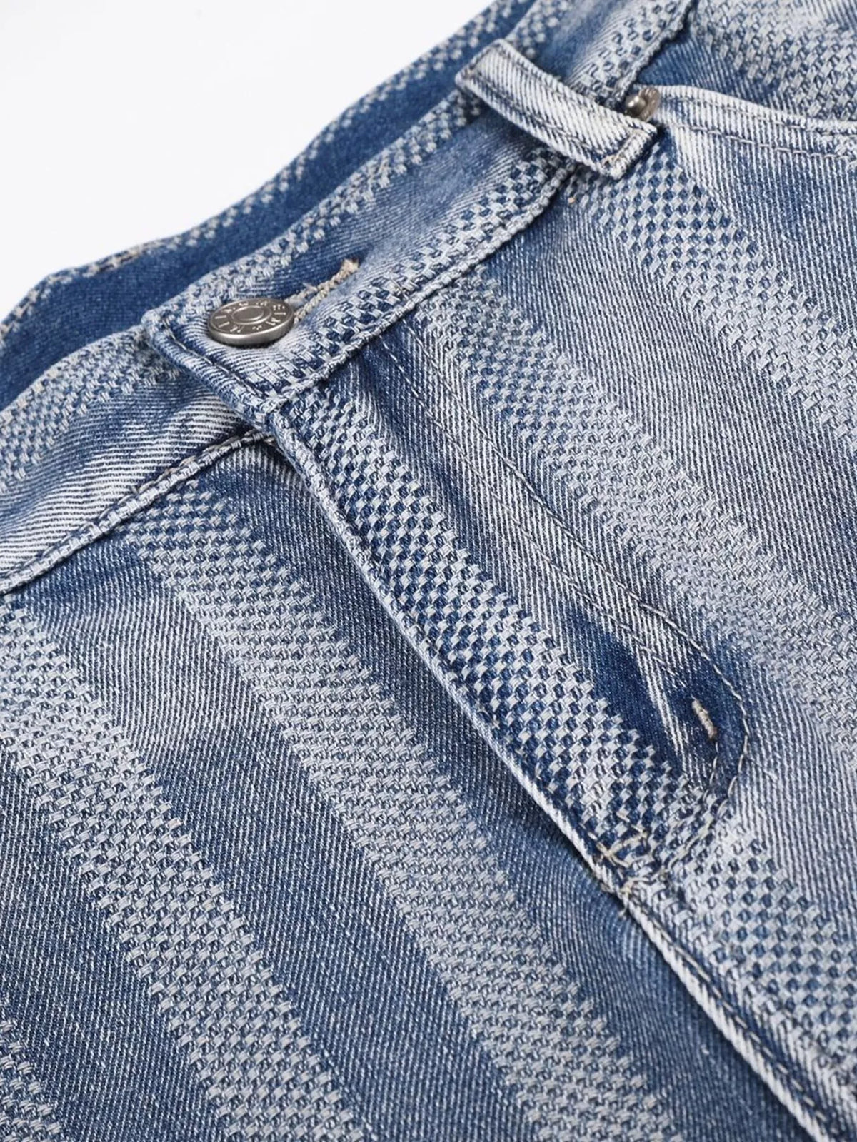 Striped Wide Leg Denim Capris in Blue by TrendMaster