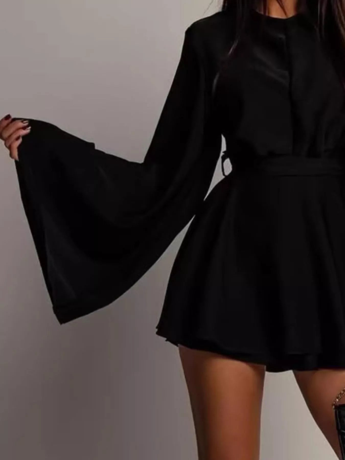 Flare Sleeve Tie-Detail Mini Dress