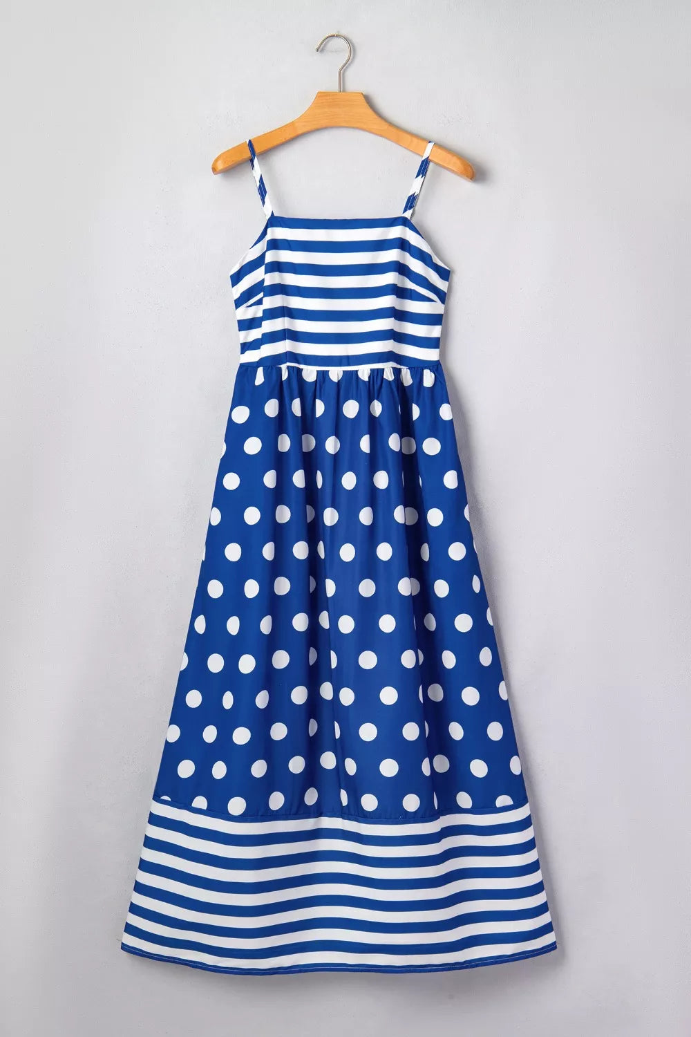Patchwork Spaghetti Strap Maxi Dress in Navy