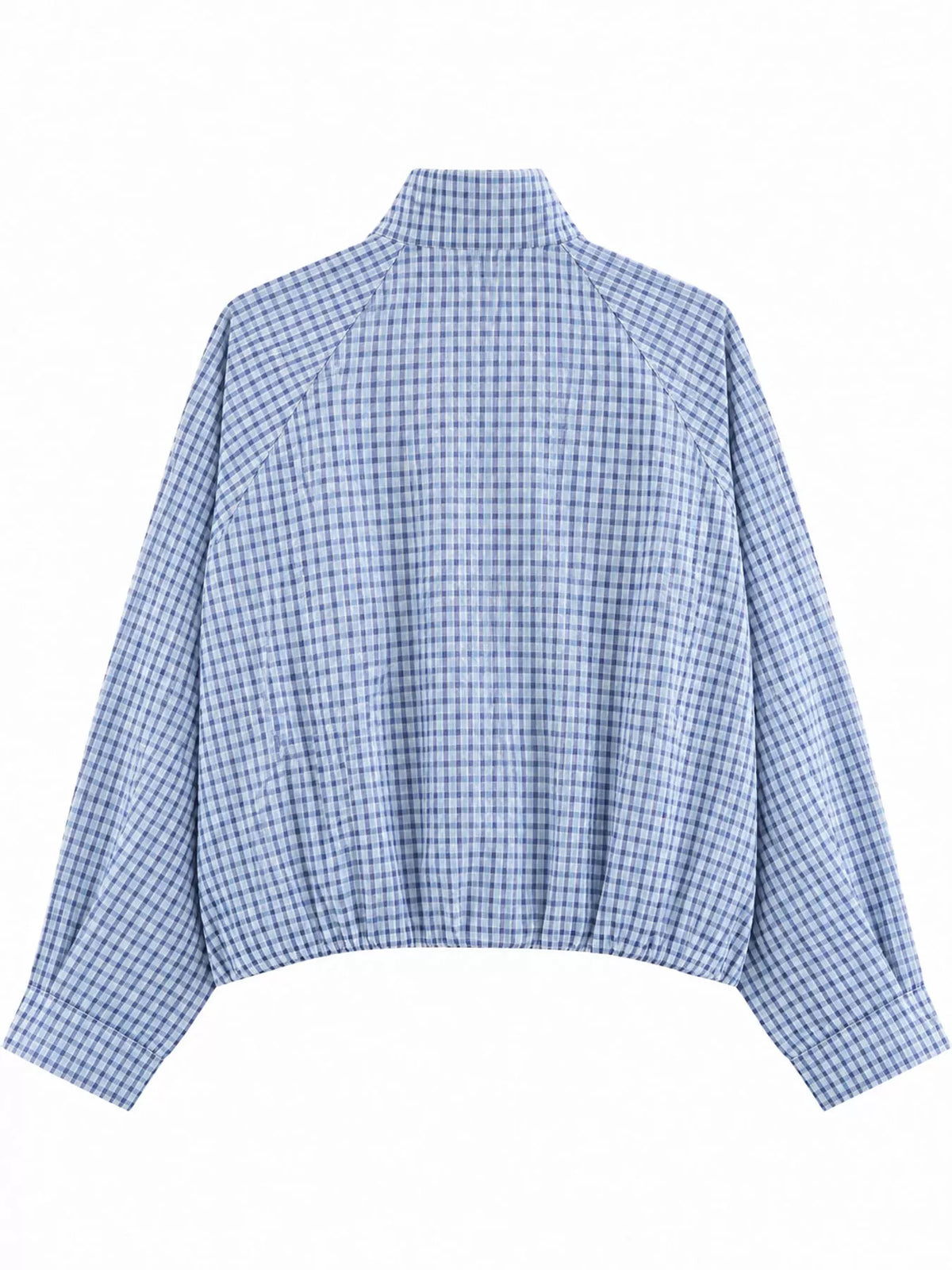 Plaid Stand-Collar Cropped Jacket