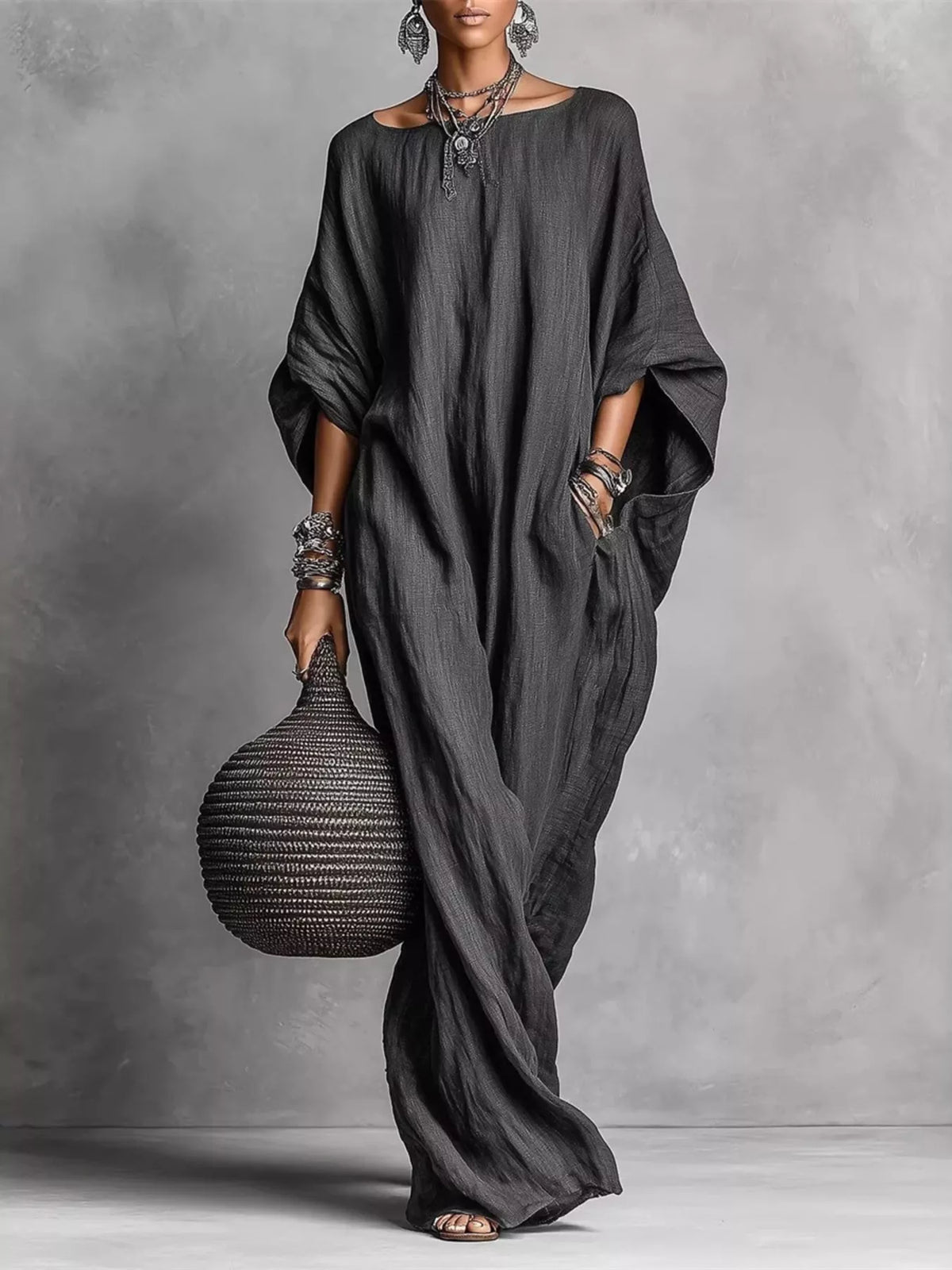 Loose Fit Boat Neck Dress