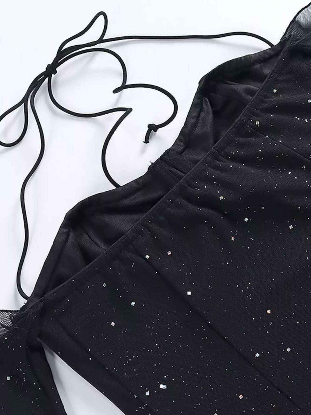 Split-Hem Glitter Mini Dress with Sleeves