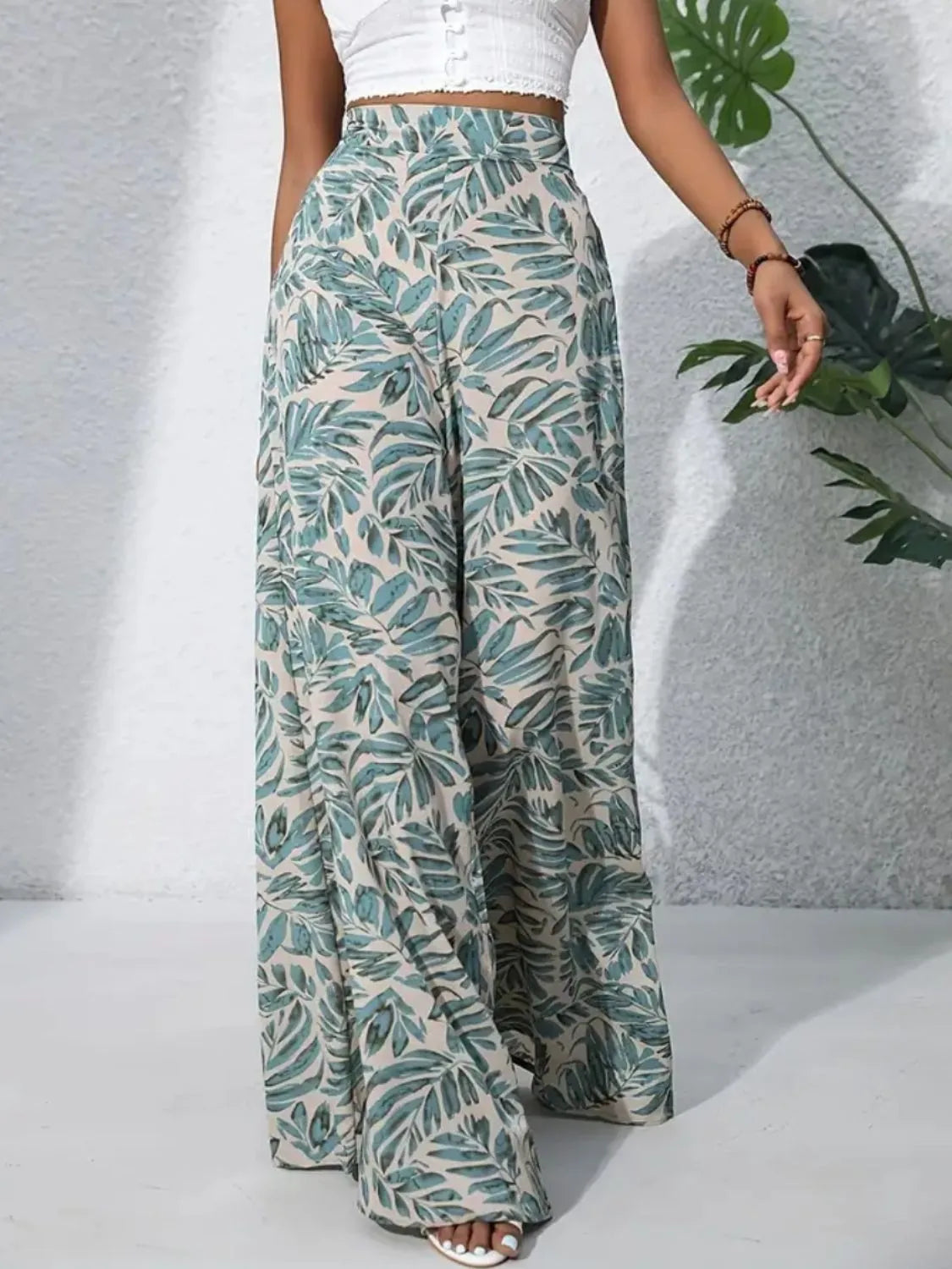 Printed High-Waist Wide Leg Pants