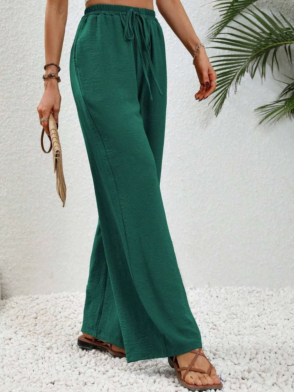 Wide-Leg Drawstring Pants