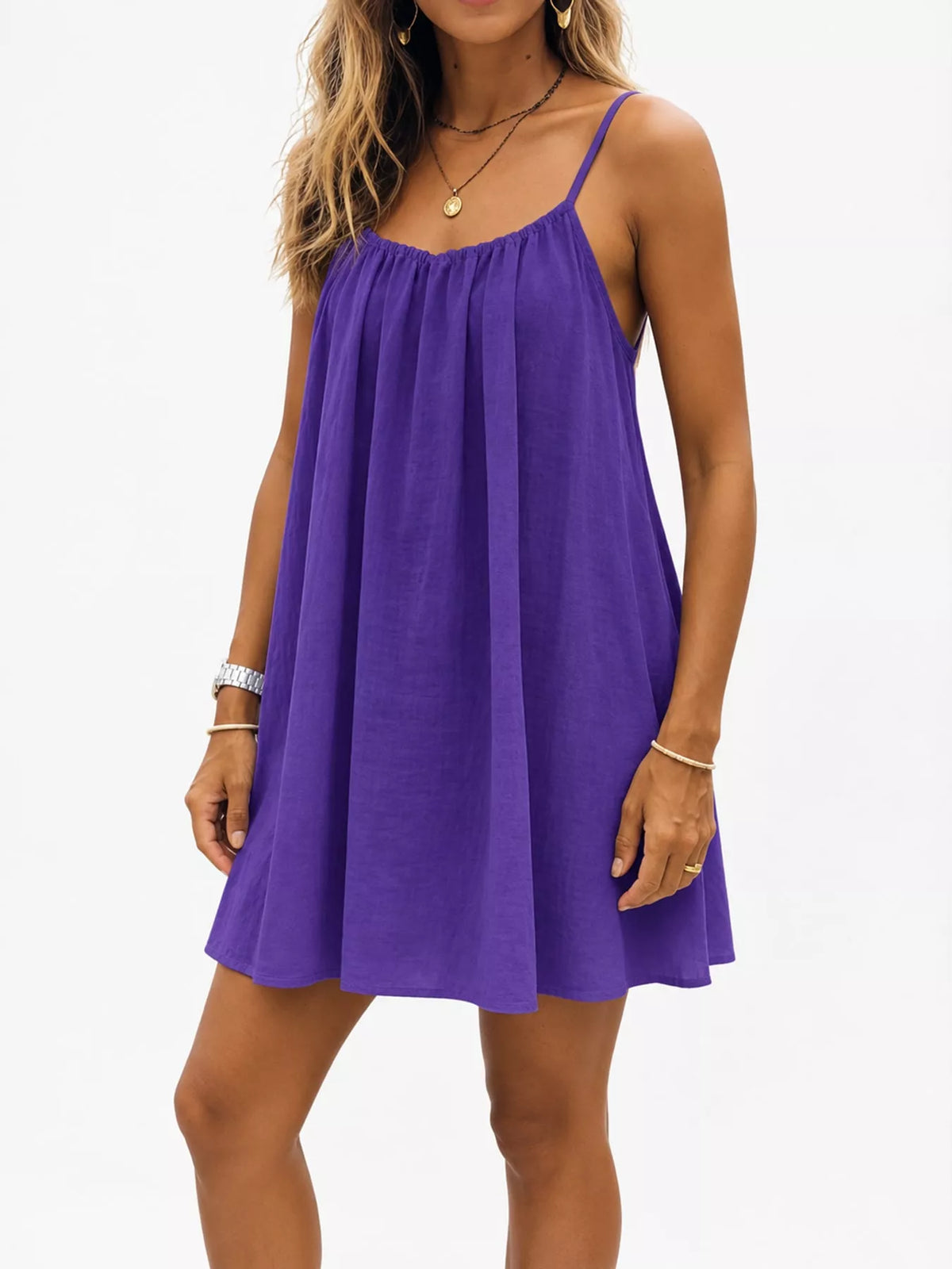 Backless Spaghetti Strap A-Line Mini Dress