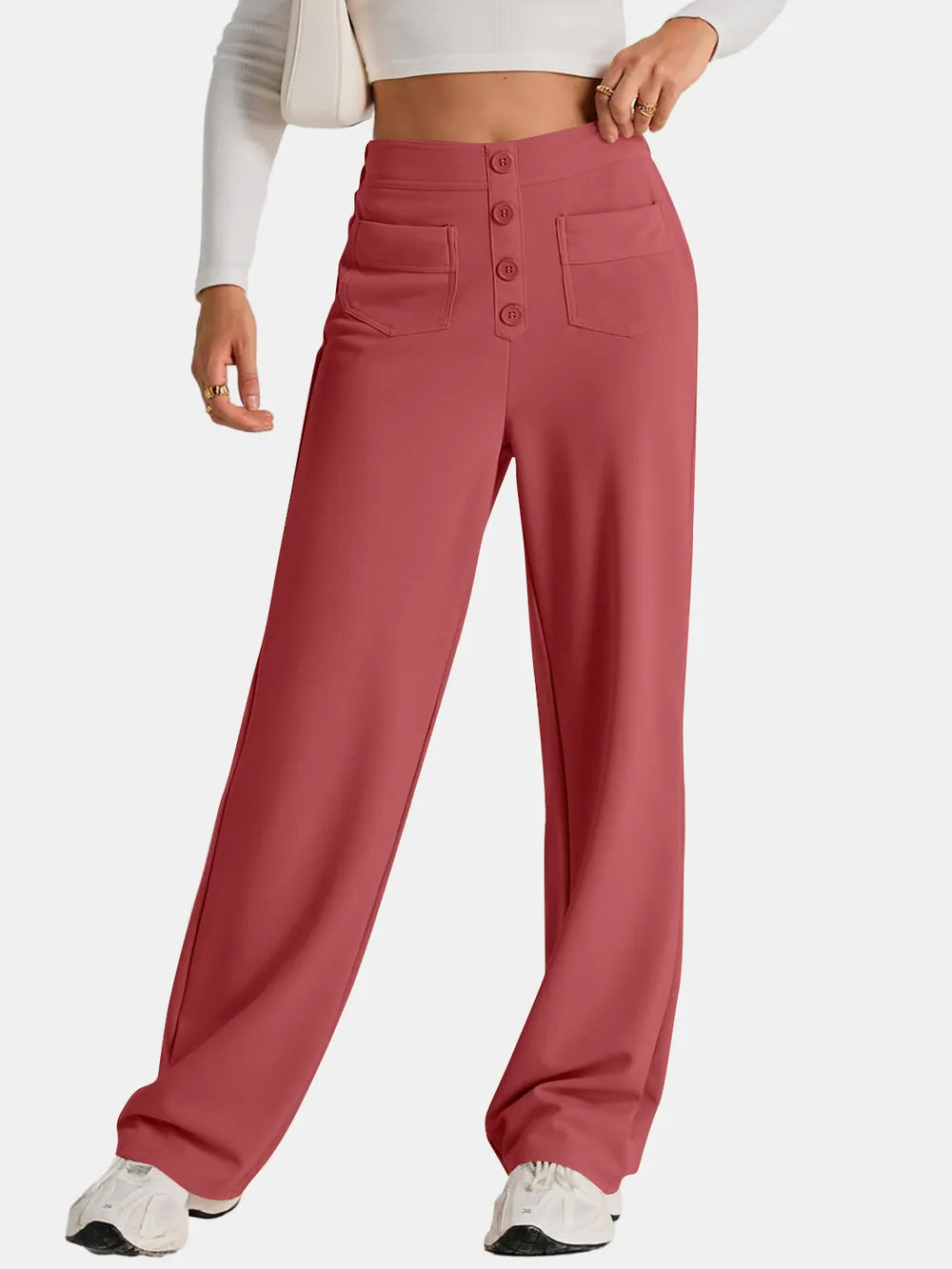 High Waist Wide Leg Pants by K&L