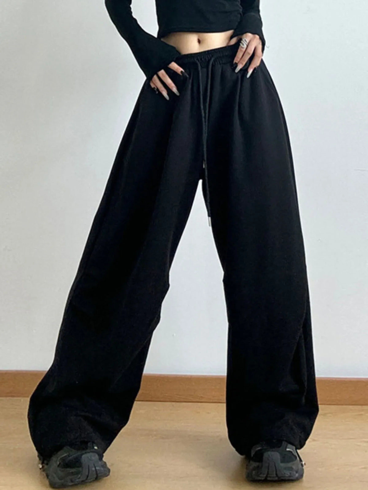 Wide Leg Pants with Drawstring Tie