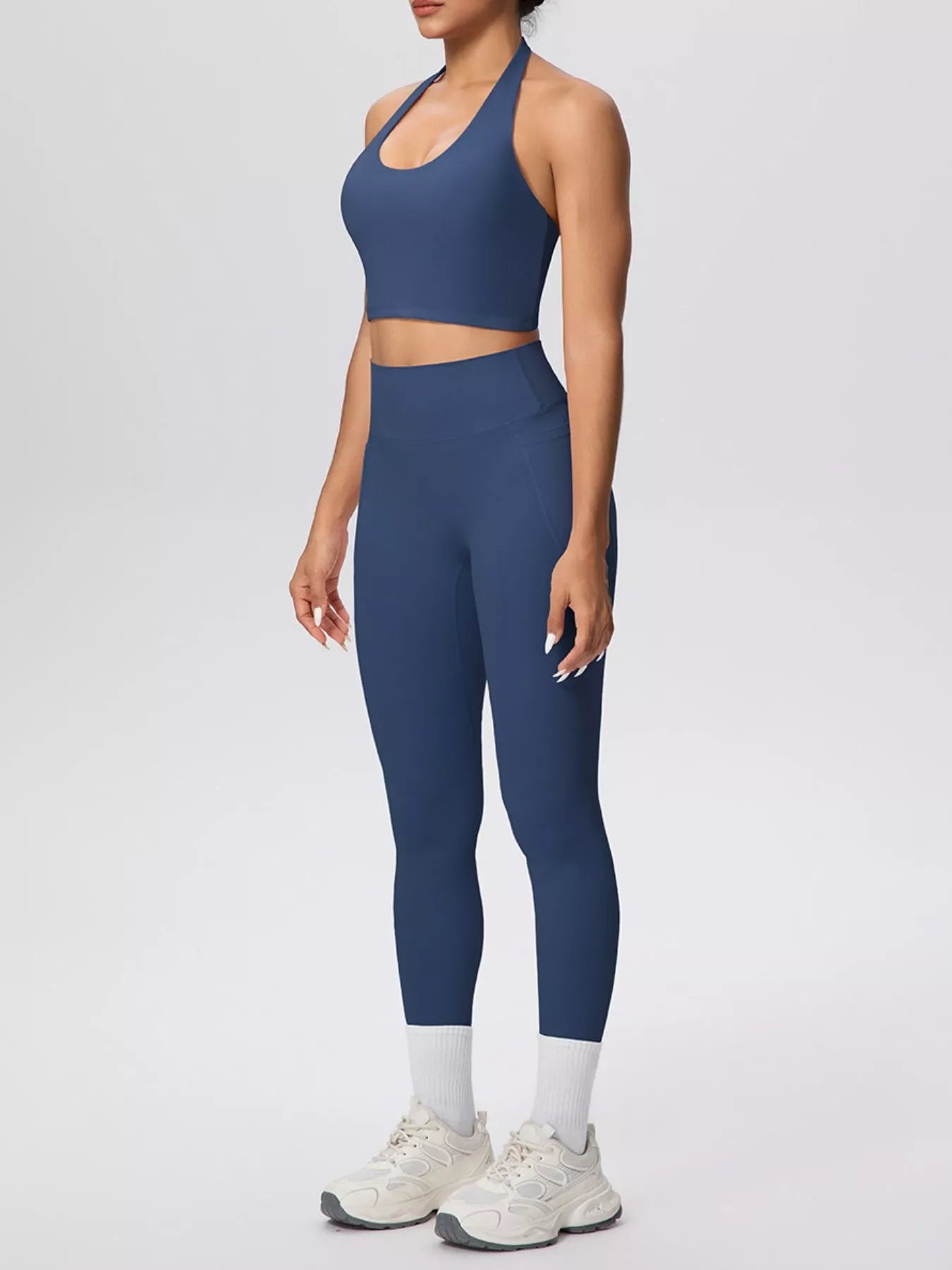 Halter Neck Crop Top and Leggings Active Set