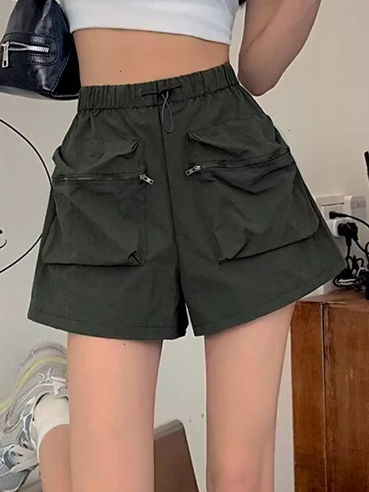 High Waist Cargo Shorts