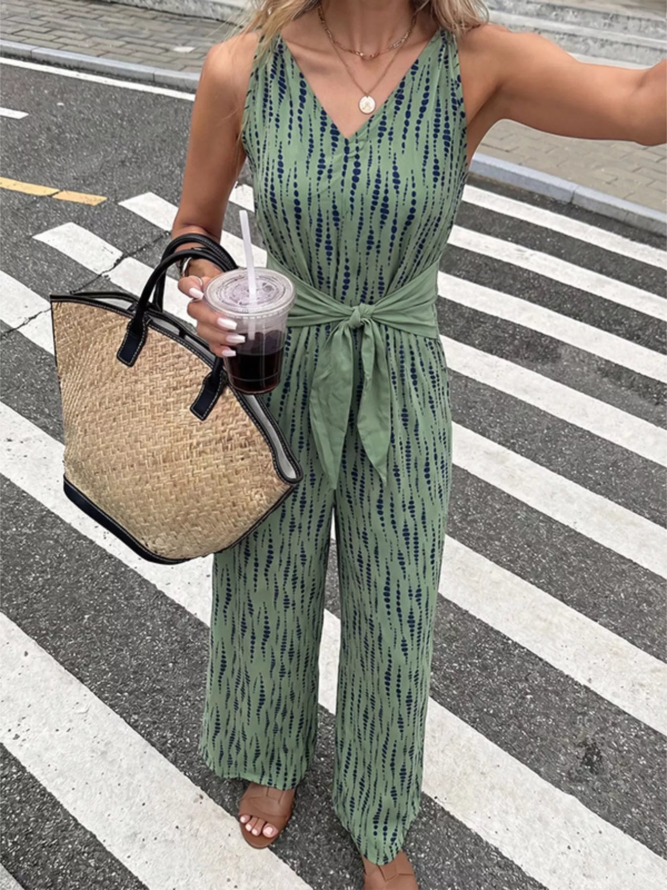 Printed Wide-Leg Jumpsuit