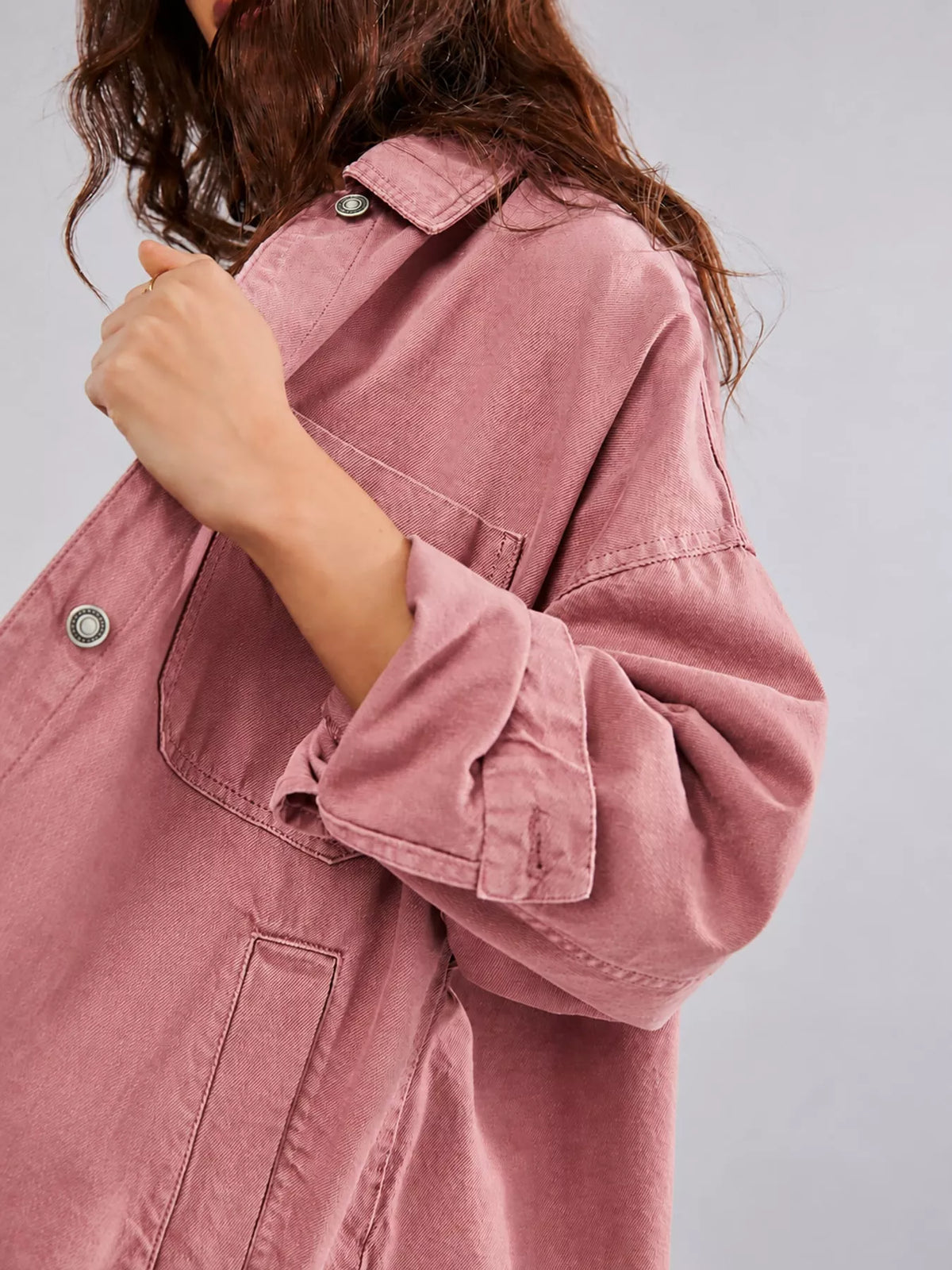 Button-Up Long Sleeve Denim Jacket