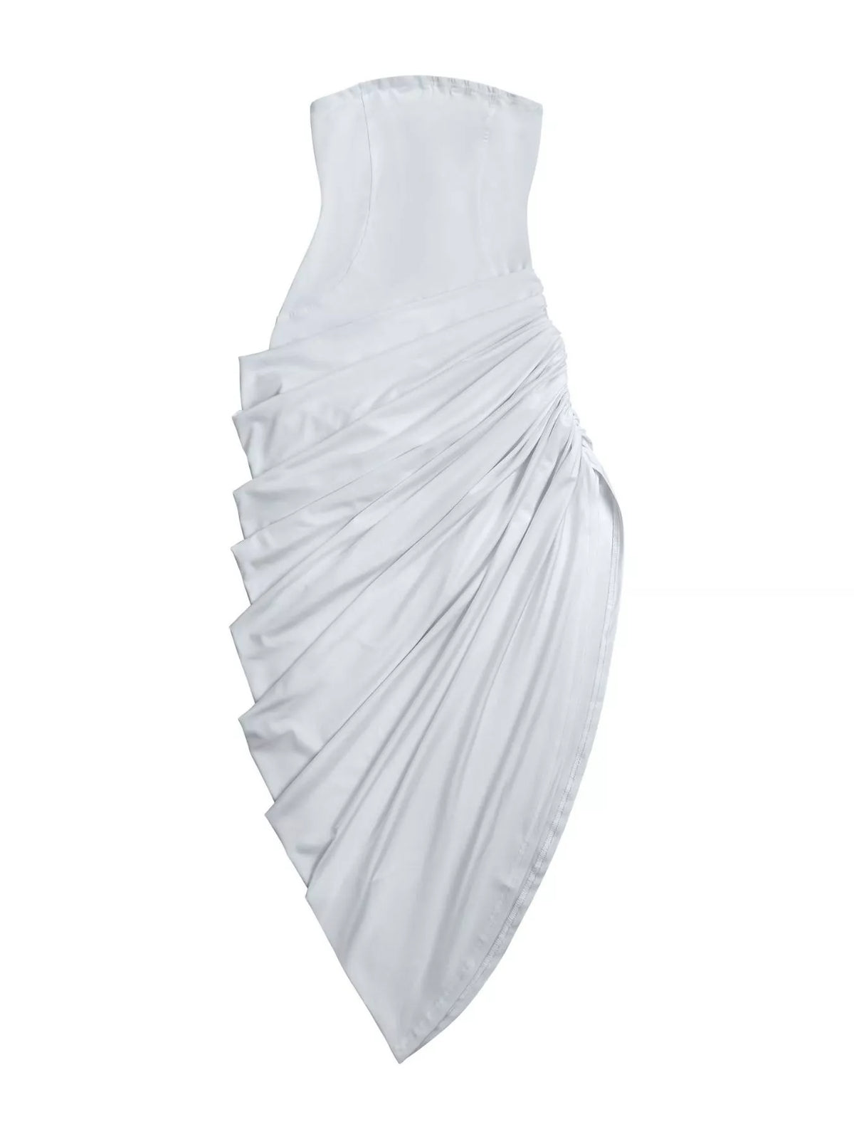 Lace Up Back Tube Midi Dress with Slit