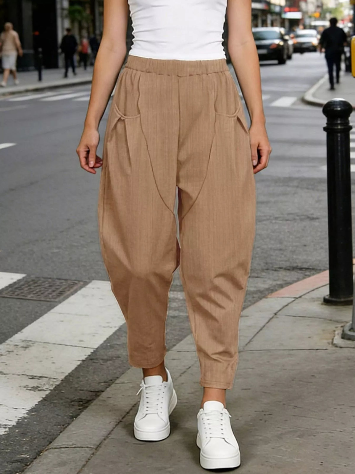 Plus Size Elastic Waist Harem Pants