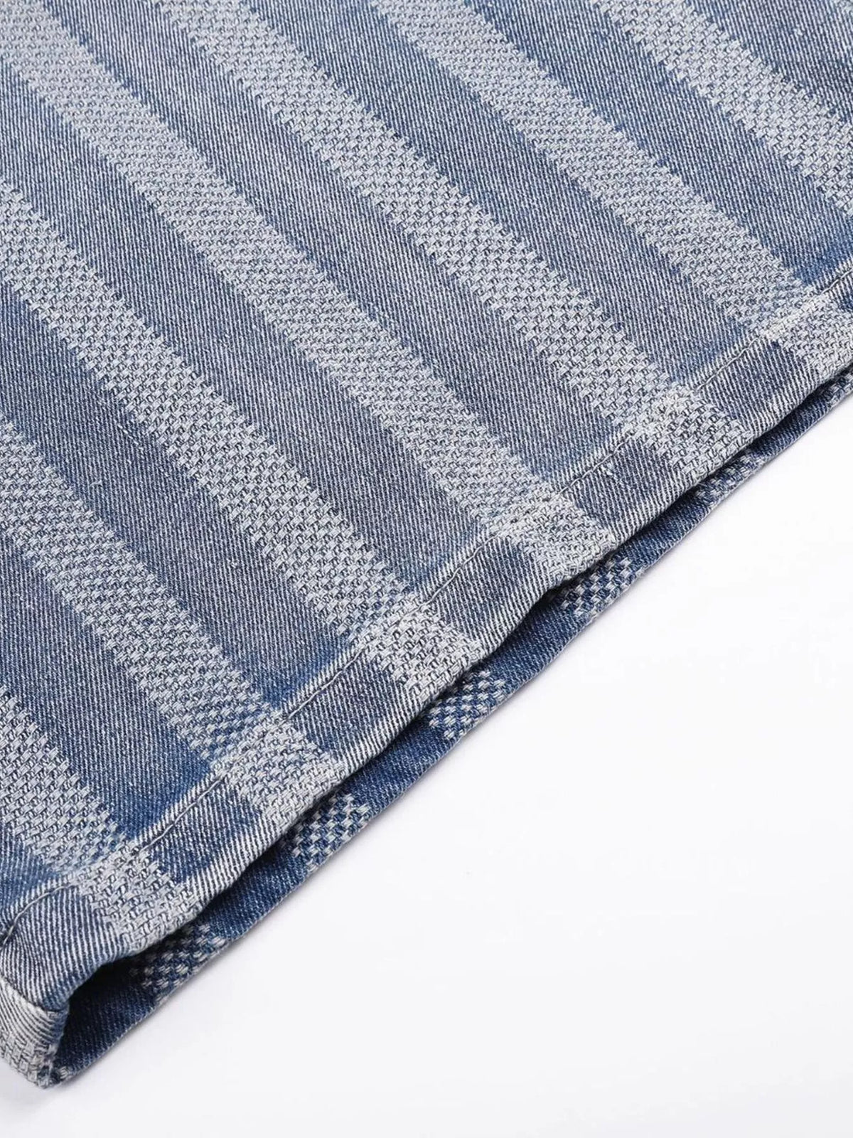Striped Wide Leg Denim Capris in Blue by TrendMaster