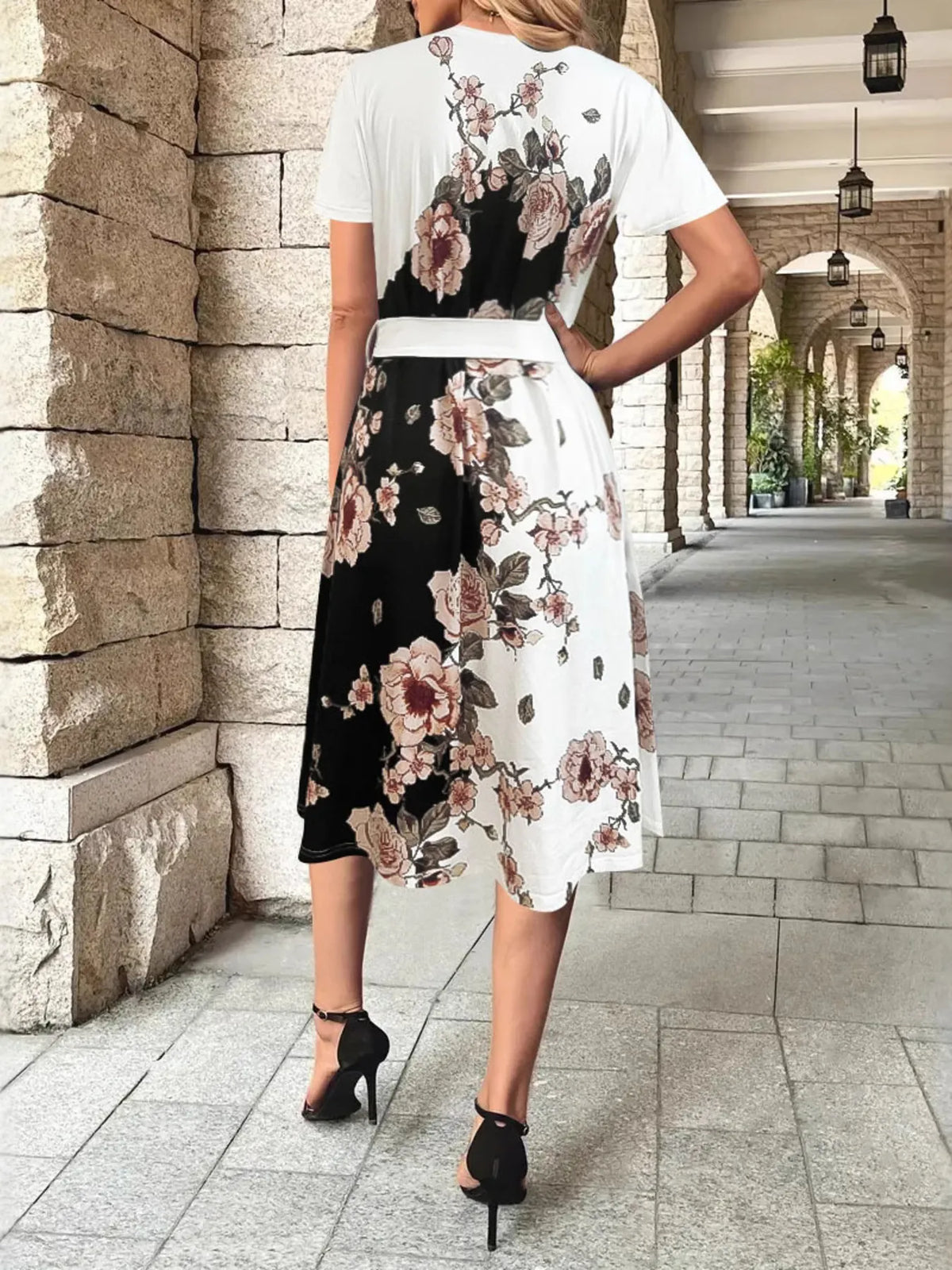 Floral Midi Dress in White