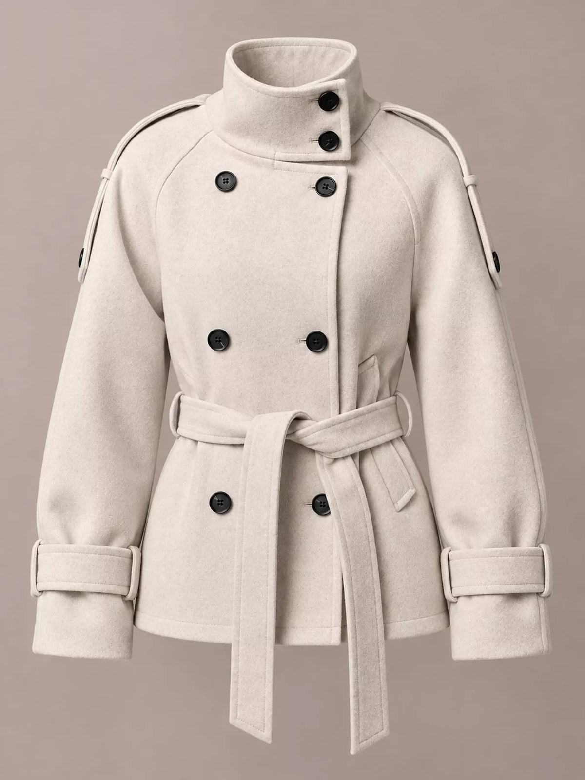 Double-Breasted Belted Thermal Coat