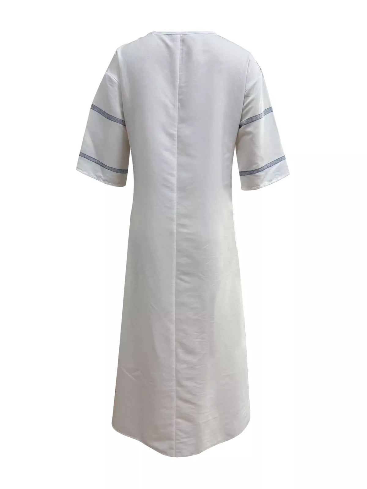 Striped V-Neck Maxi Dress in White