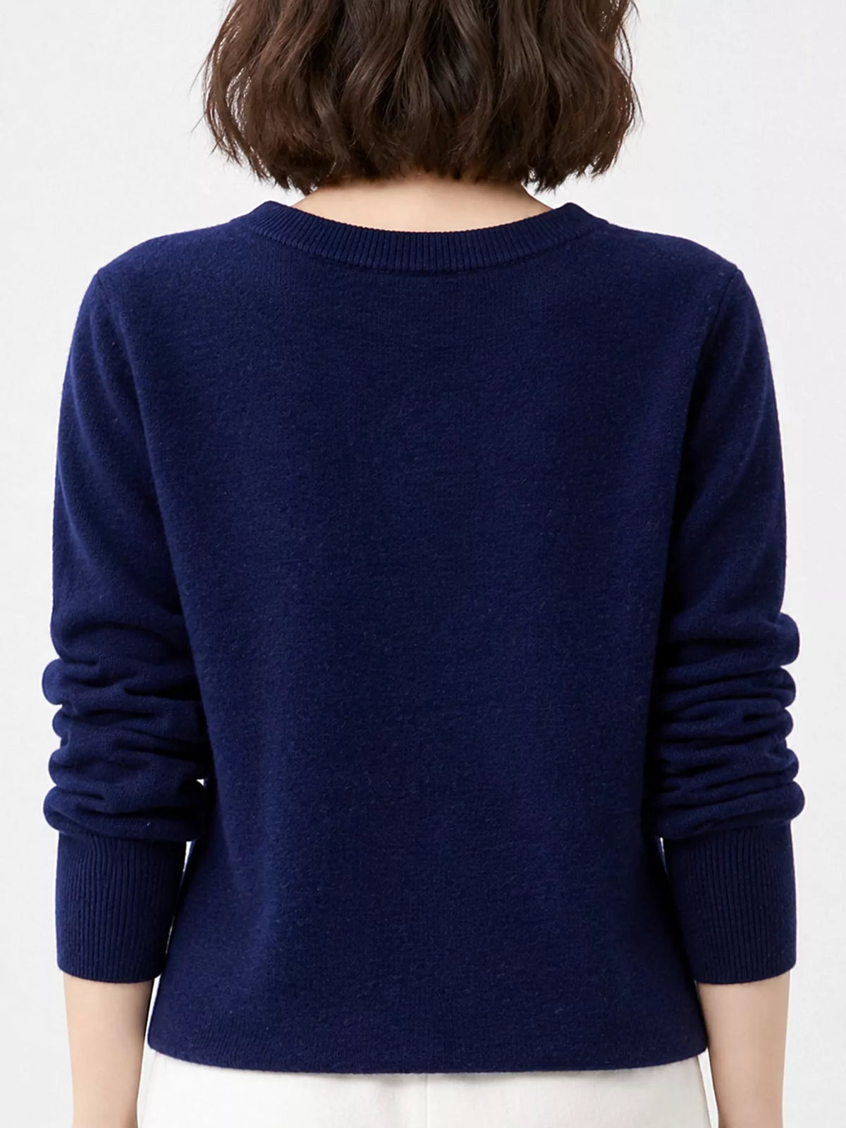 Crew Neck Button-Down Cardigan