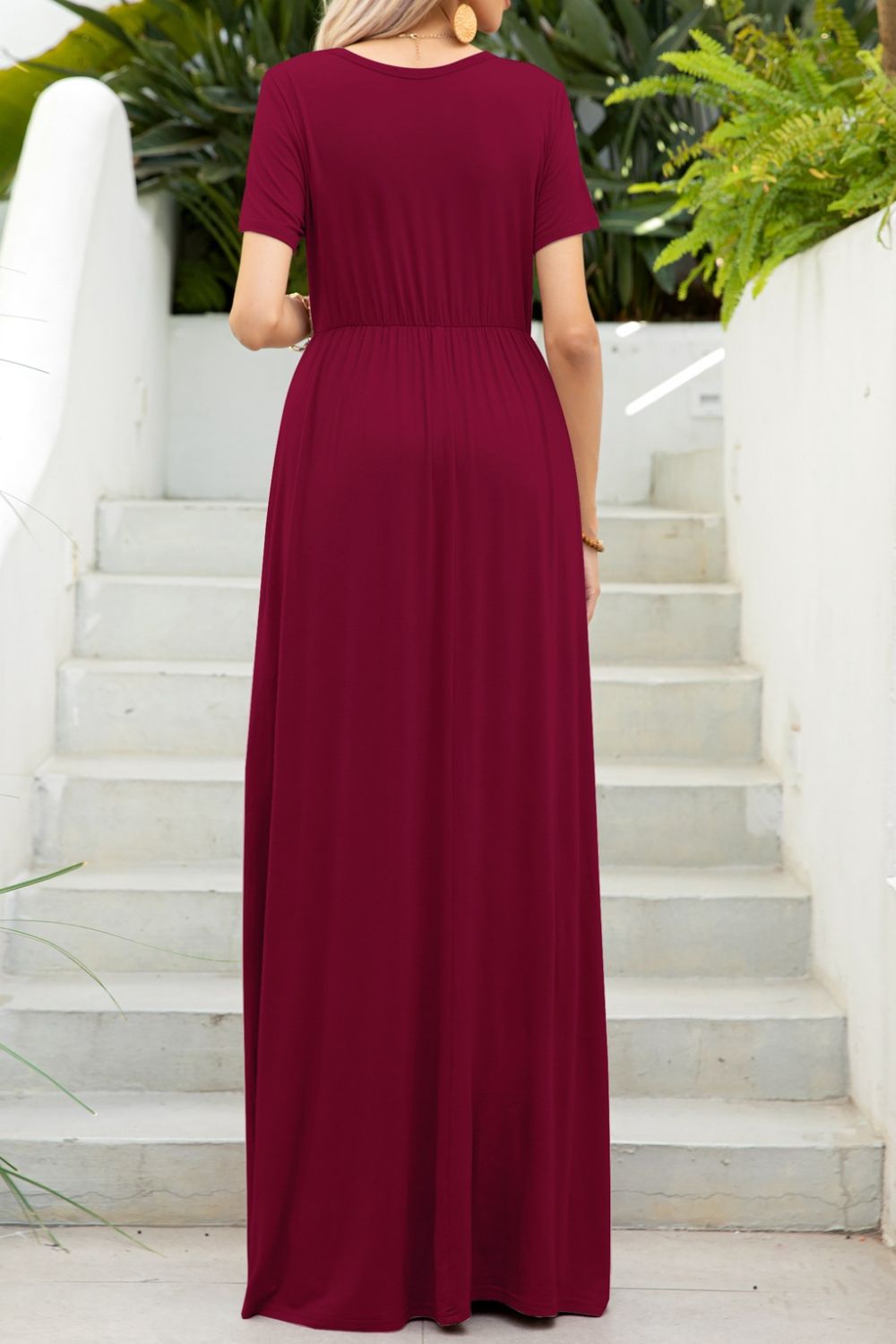Round Neck Maxi Tee Dress in Black