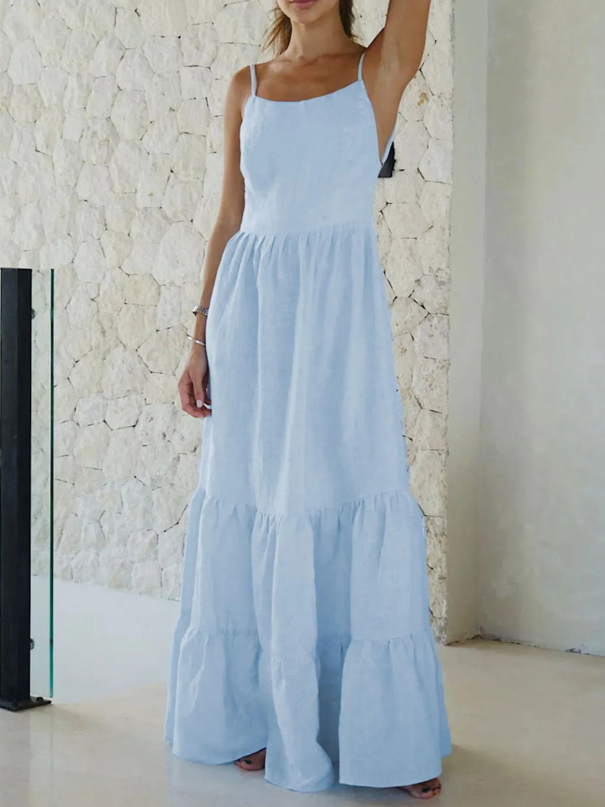 Backless Tiered Maxi Cami Dress