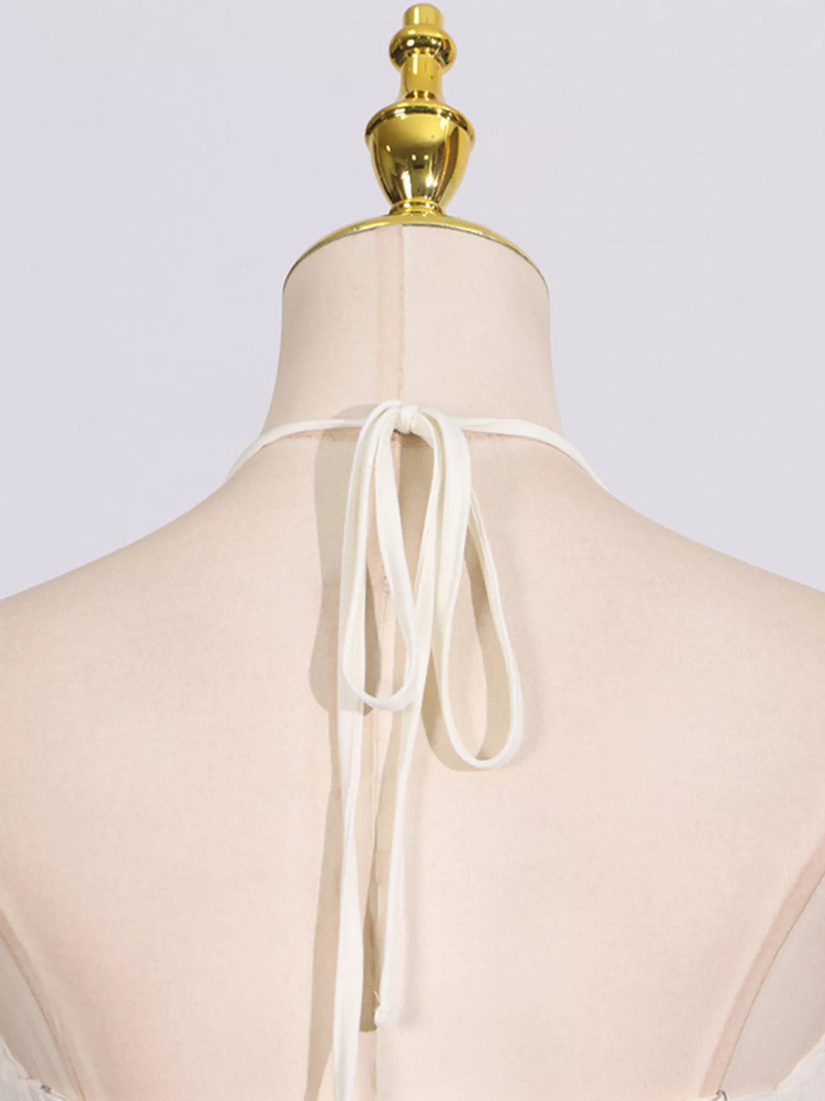 Ruched Halter Neck Maxi Dress in Apricot
