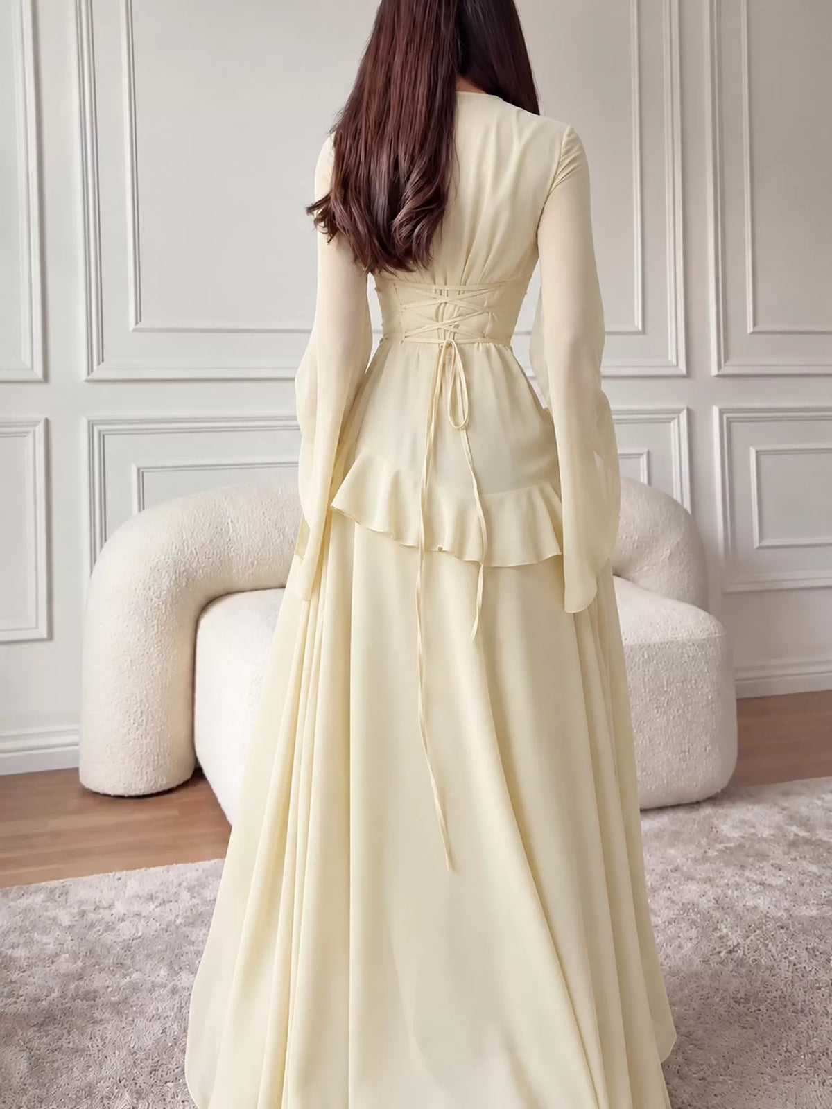 Ruffled Flare Sleeve Maxi Dress
