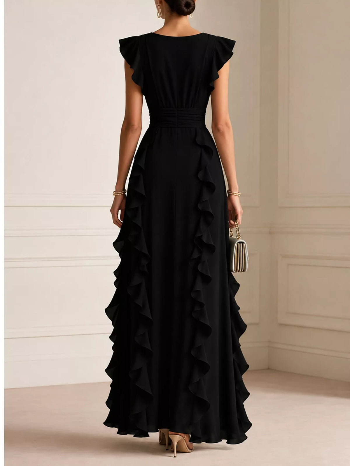 Ruffled Surplice Maxi Dress