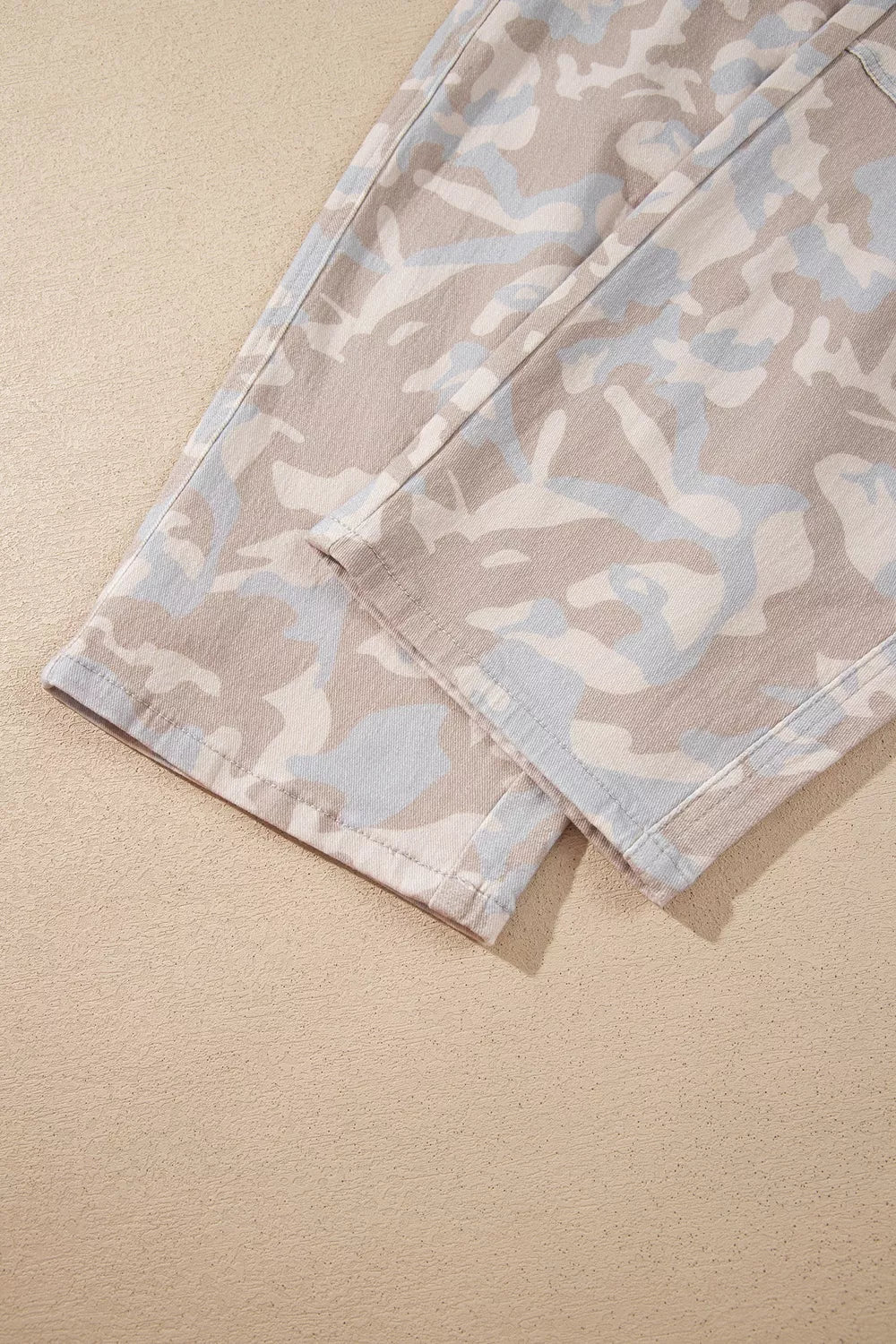 Camouflage Print Ankle Barrel Jeans in Dust Storm