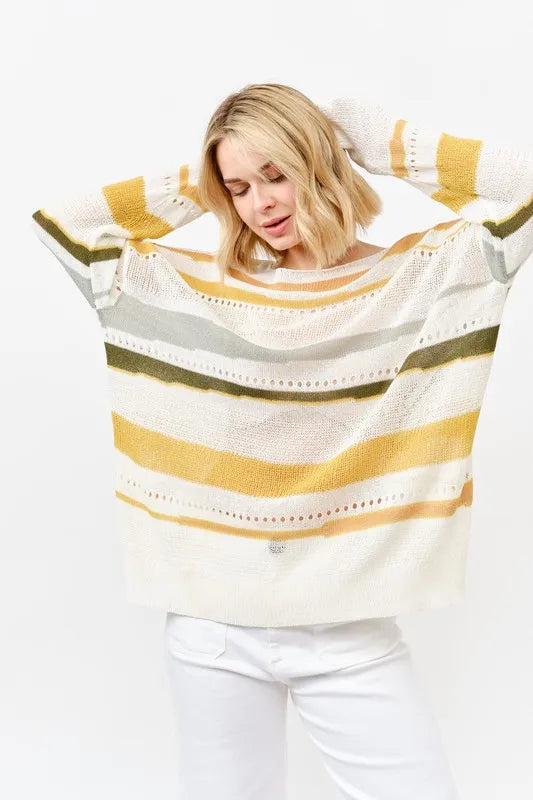 And The Why Abstract Striped Sweater in Multi