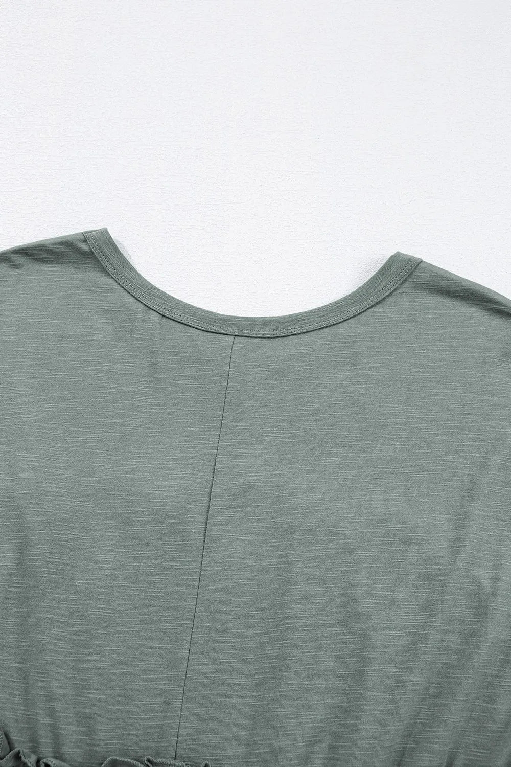 Frilled Round Neck T-Shirt Dress in Sage