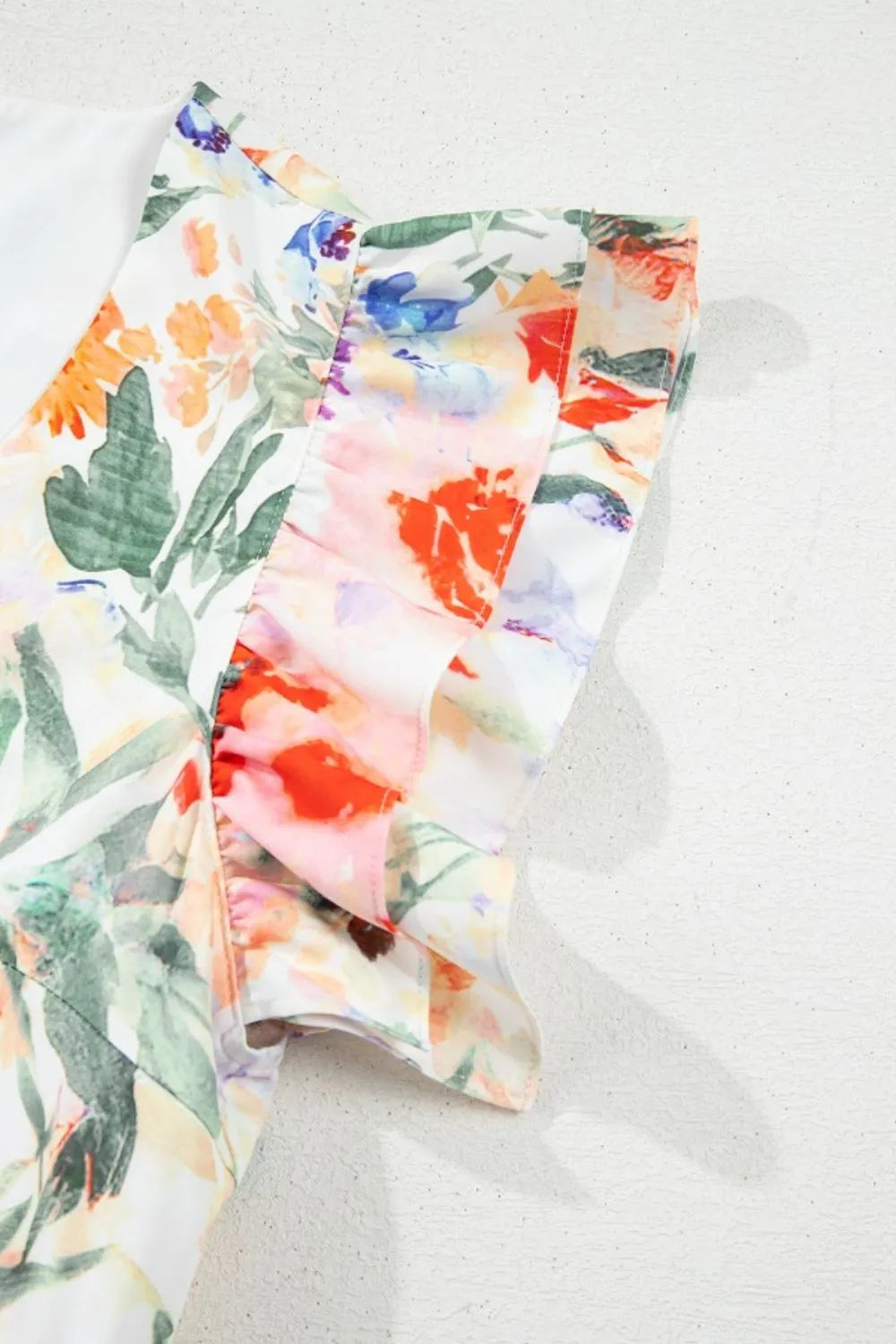 Floral V-Neck Mini Dress with Ruffle Sleeves