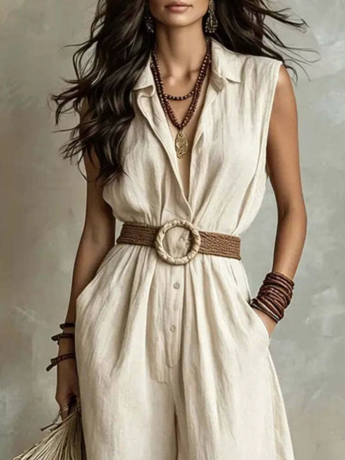 Sleeveless Wide-Leg Jumpsuit, Plus Size