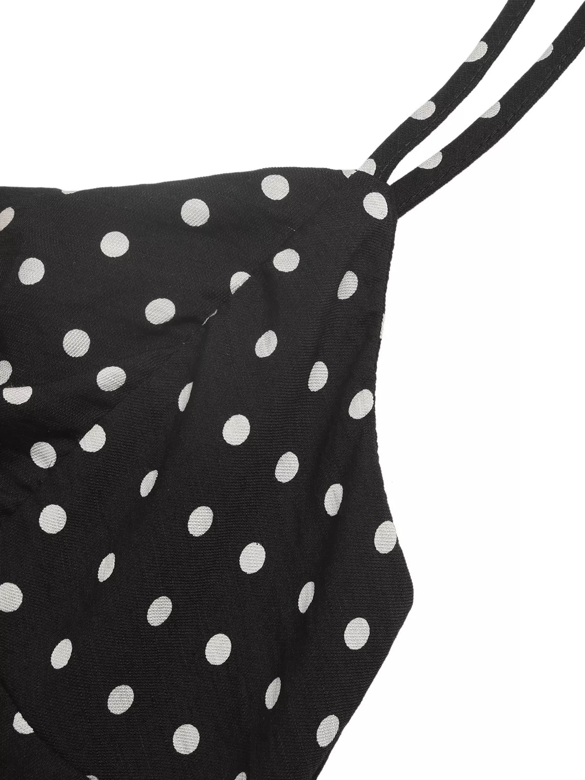 Polka Dot Ruffle Hem Dress in Black