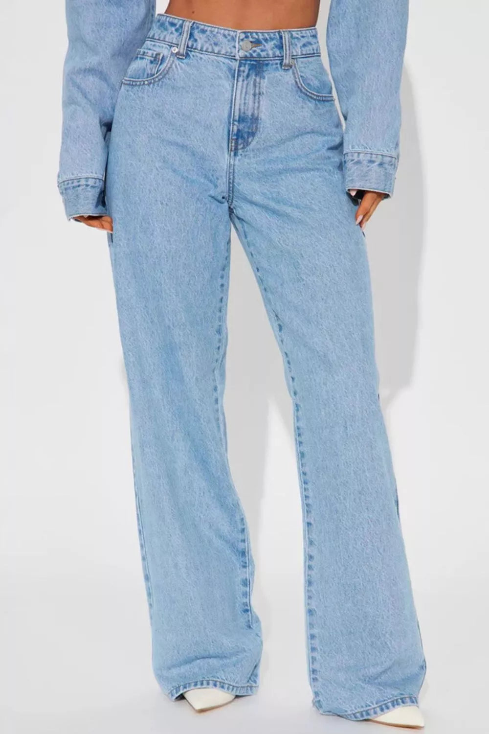 High-Waisted Wide-Leg Jeans in Light Blue by Dreamy Drapes