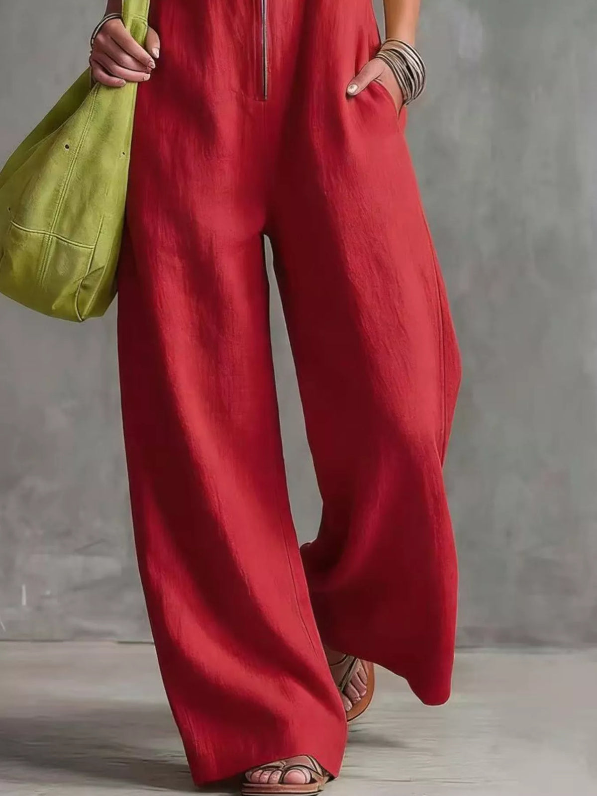 Zip Front Sleeveless Jumpsuit