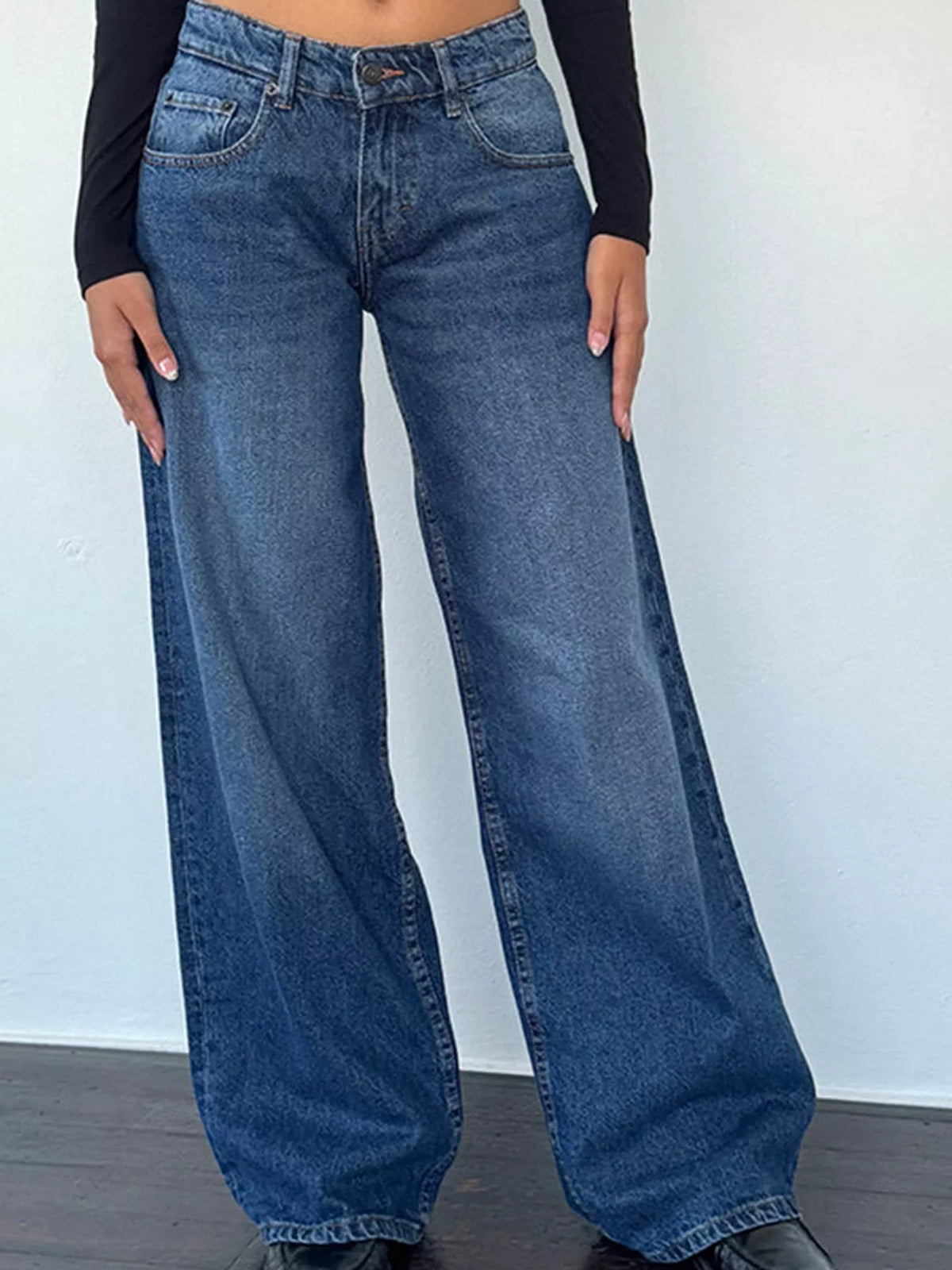Wide-Leg Vintage Wash Jeans