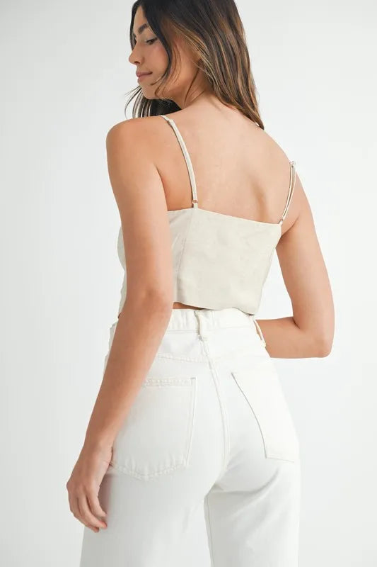 Button-Down Tank Top in Oatmeal