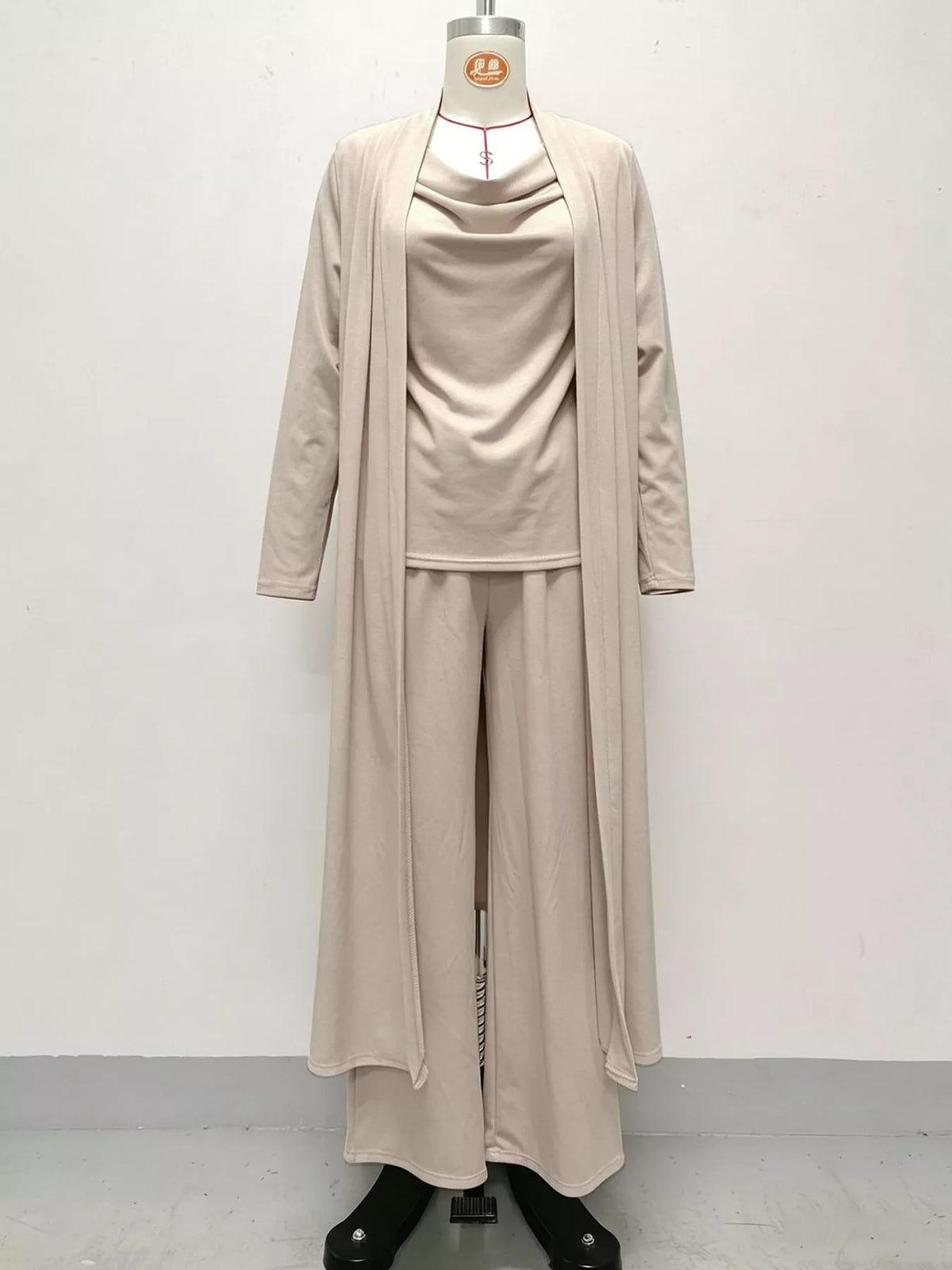 Cowl Neck Top, Cardigan and Pants Set