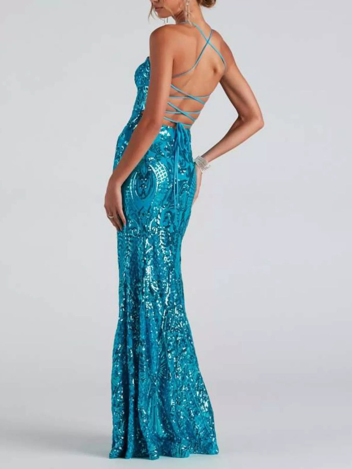 Sequin Bodycon Backless Evening Dress