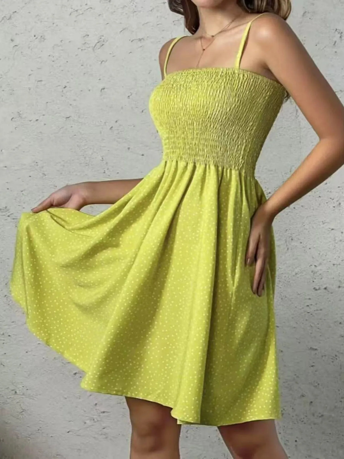 Plus Size Smocked Square Neck Cami Dress