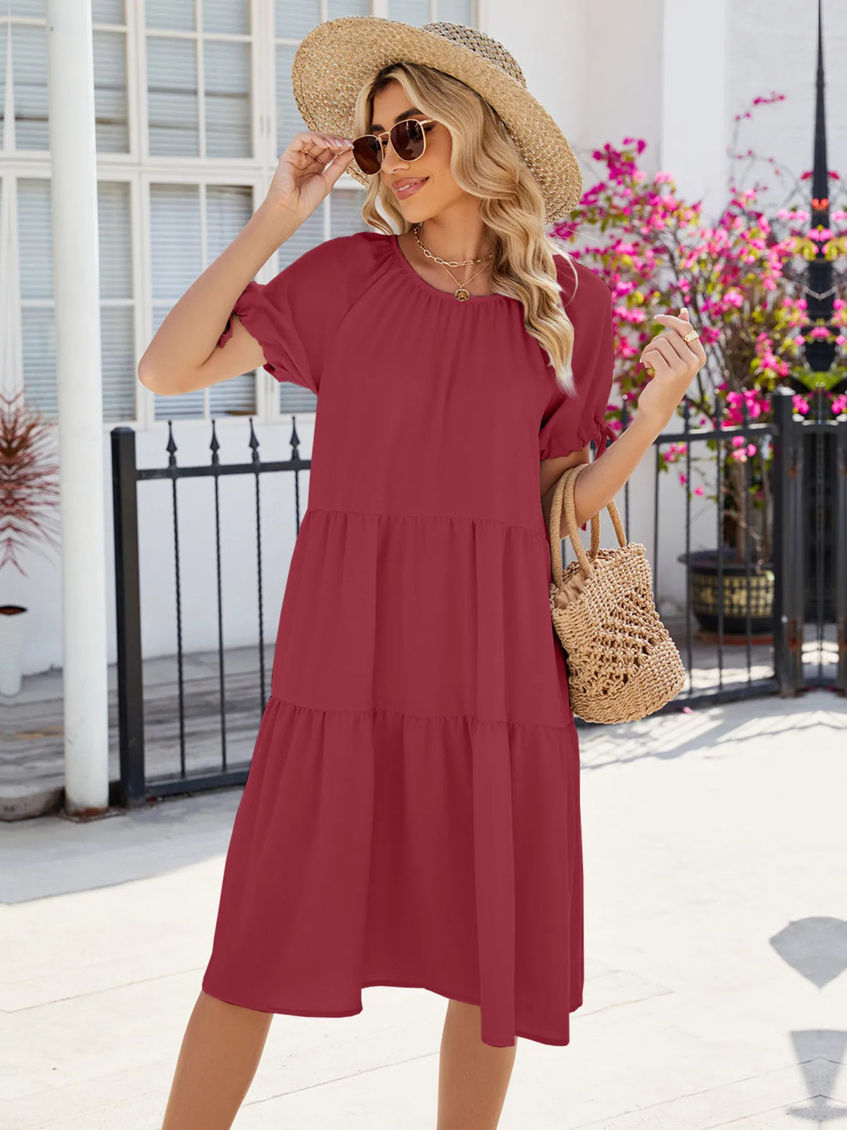 Tiered Round Neck Summer Dress