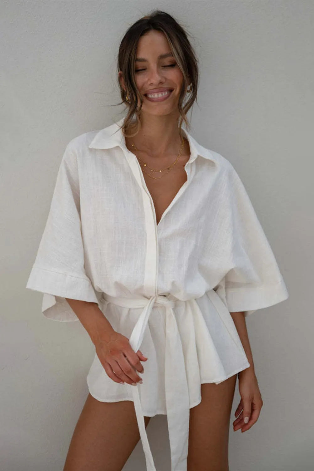 Collared Button-Up Romper
